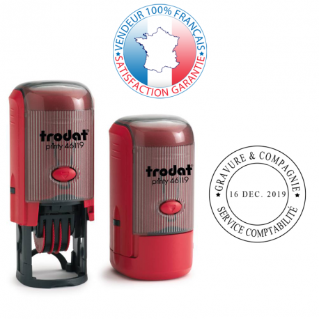 Tampon dateur TRODAT PRINTY 46119 - empreinte ronde 19 mm - 1+1 lignes - référence 005-tampon-texte-dateur-v_0
