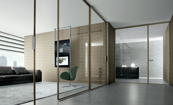 Porte coulissante Velaria - Aluminium et verre sur mesure - Esthétique rigoureuse et polyvalente_0