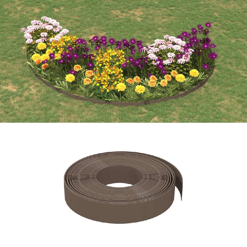 Vidaxl bordures de jardin 4 pcs marron 10 m 10 cm polyéthylène 3155438_0