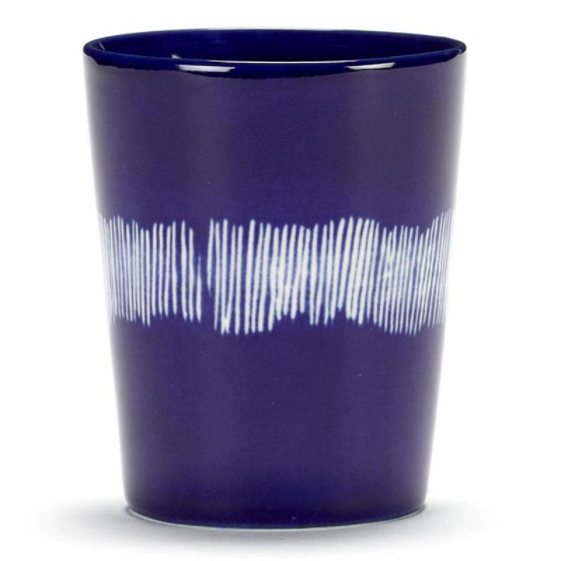 TASSE À THÉ ROND LAPIS LAZULI SWIRL - STRIPES BLANCS GRÈS 33 CL Ø 8,5 CM FEAST BY OTTOLENGHI SERAX