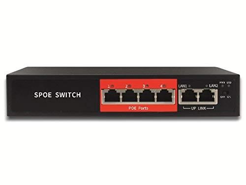 JOVISION JVS-S06-4P-65W - Commutateur réseau PoE 4 ports avec 2 ports Uplink et compatibilité IEEE 802.3at/af_0