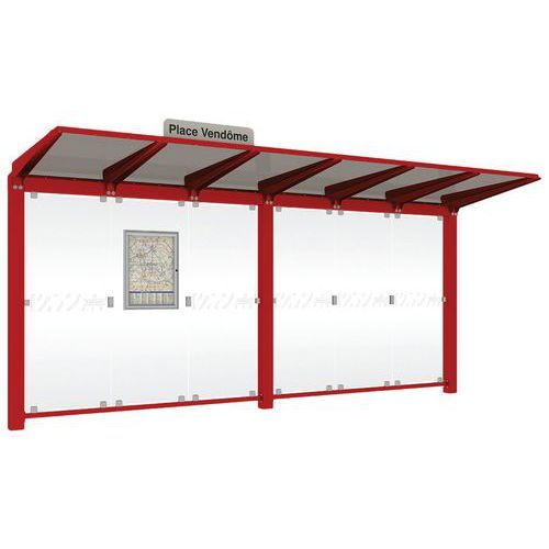 ABRI BUS VENISE 5 M SANS BARDAGES LATÉRAUX - ROUGE 3004 - PROCITY