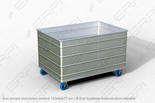 Bac simple aluminium perforé 123x83x77 cm - Chariot robuste et maniable avec fond fixe - bs1238377-02a_0
