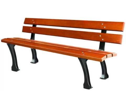 Banc public Burgos - 5 lames en bois exotique - pieds en fonte - 180 cm ou 200 cm - certifié FSC_0