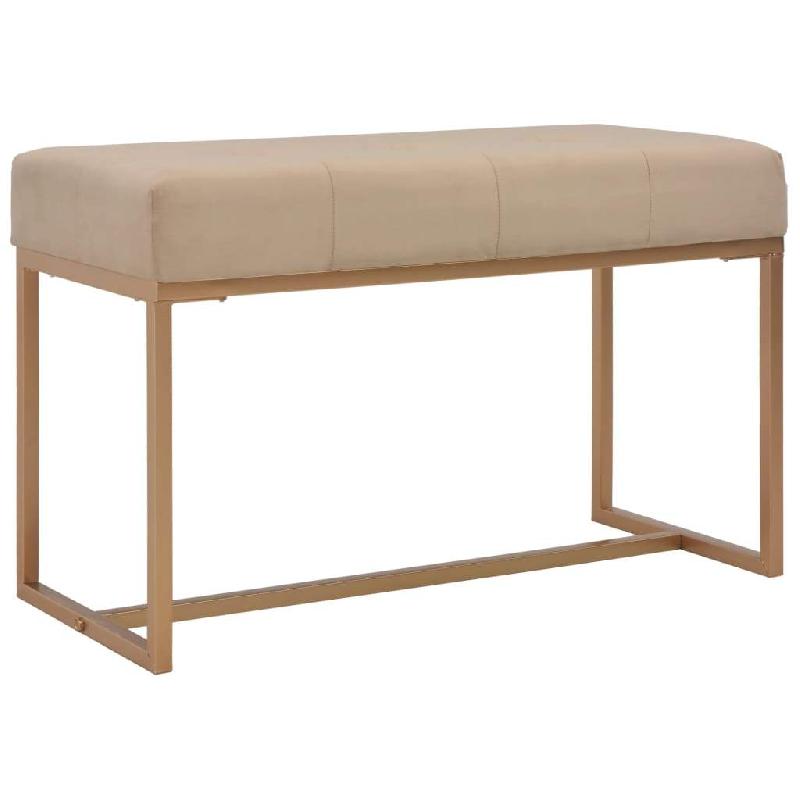 BANQUETTE POUF TABOURET MEUBLE BANC 80 CM BEIGE VELOURS 3002049_0