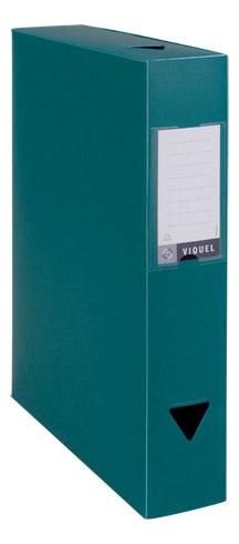 LOT DE 8 - BOÎTE DE CLASSEMENT PLASTIQUE VIQUEL DOS 6 CM VERTE