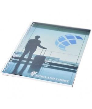 CAHIER DESK-MATE A5 À SPIRALES AVEC COUVERTURE POLYPROPYLÈNE BLANC 50 PAGES - CARNETS PUBLICITAIRES PERSONNALISÉS