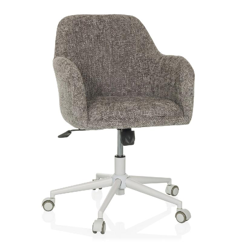 Chaise de bureau / chaise pivotante SOLAO HOME W Textile bouclette gris hjh LIVING - gris polyester 661022_0