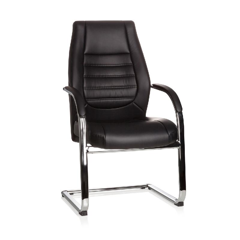 Chaise de conférence / siège à piètement luge / chaise VITORO V simili-cuir noir hjh OFFICE - noir plastique 600986_0