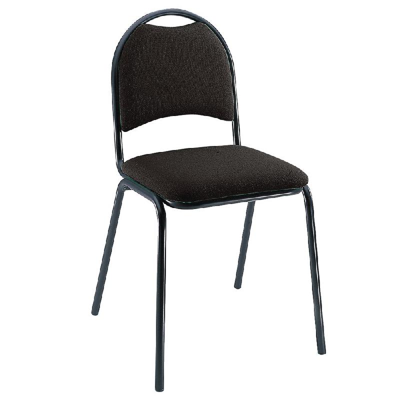 CHAISE VISITEUR CLARA - TISSU REMBOURRÉ - NOIR - PIEDS MÉTAL NOIR - LOT DE 4