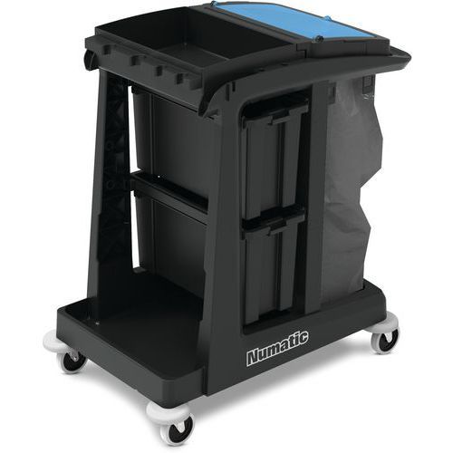 CHARIOT PETIT MODÈLE AVEC ÉTAGÈRES ET COLLECTEUR 120L - NUMATIC