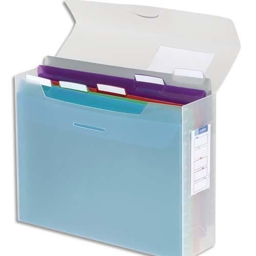 COFFRET DE CLASSEMENT GARNI 5 SOUS DOSSIERS A4 - POLYPROPYLÈNE - PROPYGLASS -VIQUEL - 34 X 24,5 X 9 CM - LOT DE 4