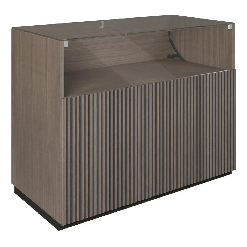 Comptoir vitrine côté bois Vertigo T01 MDF noir et noyer foncé 120x60x93cm_0