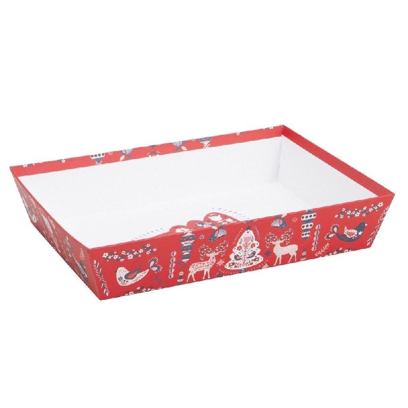 Corbeille carton kraft Scandinave rouge 36x27x7cm_0