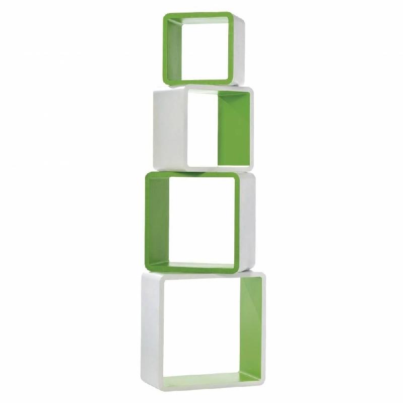 Cubes bicolore blanc/vert - Prof. 20cm - Dimensions 41x41, 36x36, 31x31, 26x26 cm - par 3_0