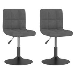 Décoshop26 - Lot de 2 chaises de salle à manger siège pivotant hauteur réglable en velours gris foncé DEC025261 - gris 3000255158492_0