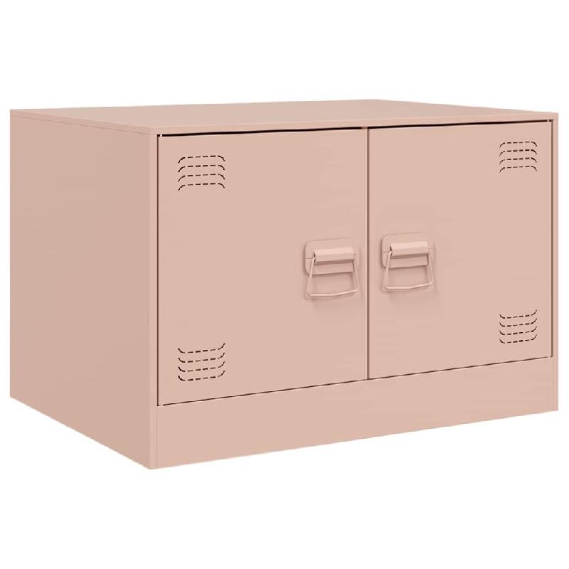 Décoshop26 - Table basse avec deux portes design industriel 67 x 50 x 44 cm acier rose DEC039914 - acier 3000264660047_0