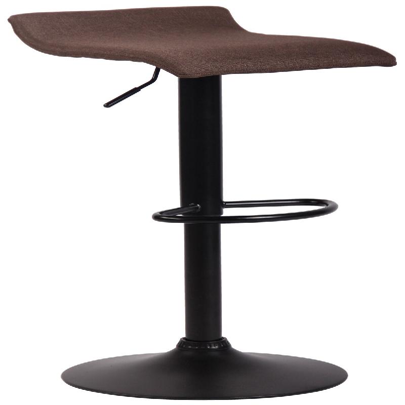 Décoshop26 - Tabouret de bar x1 design minimaliste hauteur réglable repose-pieds en tissu marron et métal noir 10_0005934 - marron métal 3000265302724_0