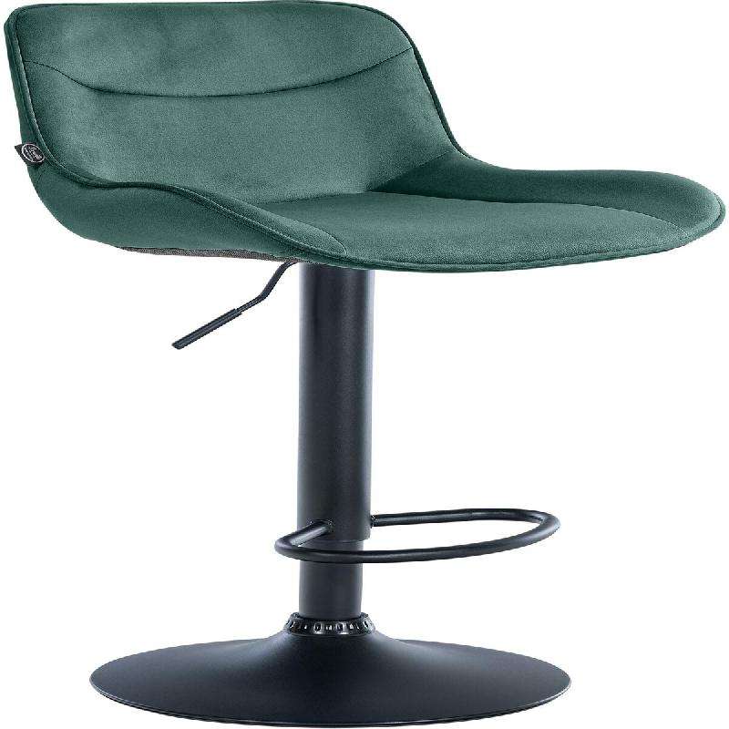 Décoshop26 - Tabouret de bar x1 pivotant forme ergonomique surpiqûres décoratives en velours vert cadre en métal noir 10_0006228 - noir métal 300_0