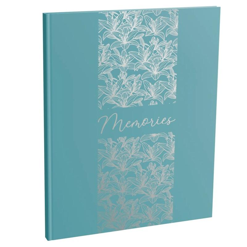 Exacompta - Réf. 47091E - 1 Livre d'or TITANE - Grand format vertical 27 x 22 cm - Couverture en papier soft touch - Inscription Memories - Tranche a_0