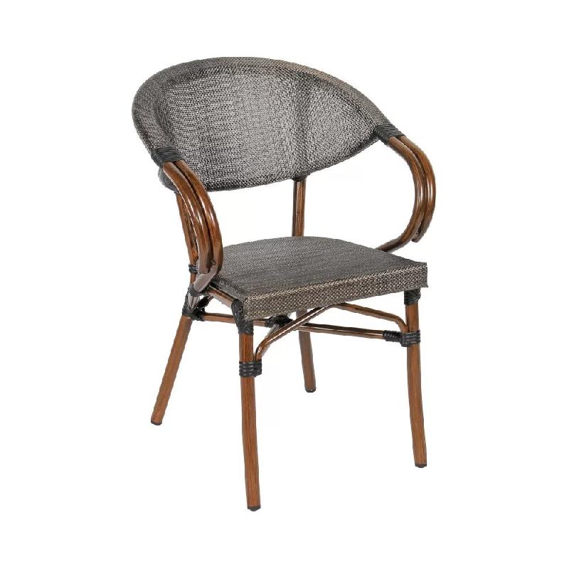 Fauteuil en aluminium MODENE - Stamp - design élégant - assise et dossier textylène - empilable par 6_0