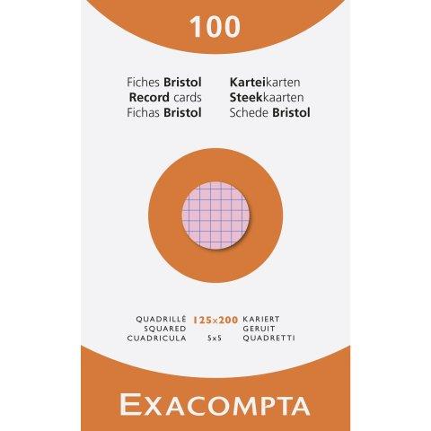 FICHE BRISTOL 125 X 200 MM QUADRILLÉE 5 X 5 COULEURS ASSORTIES NON PERFORÉE EXACOMPTA - BOÎTE DE 100