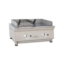Fry-Top à Gaz DUO plaque lisse en CHROME et Grill - L700 | Arilex - 70FRYGCBN longueur 700 mm - 718603515400_0