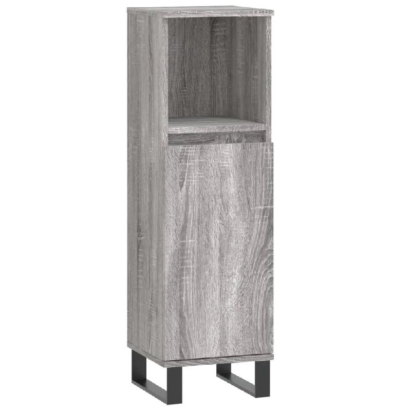 Helloshop26 - Armoire de salle de bain sonoma gris 30 x 30 x 100 cm avec grand espace de rangement style industriel en bois sonoma 02_0049011 - gris B_0