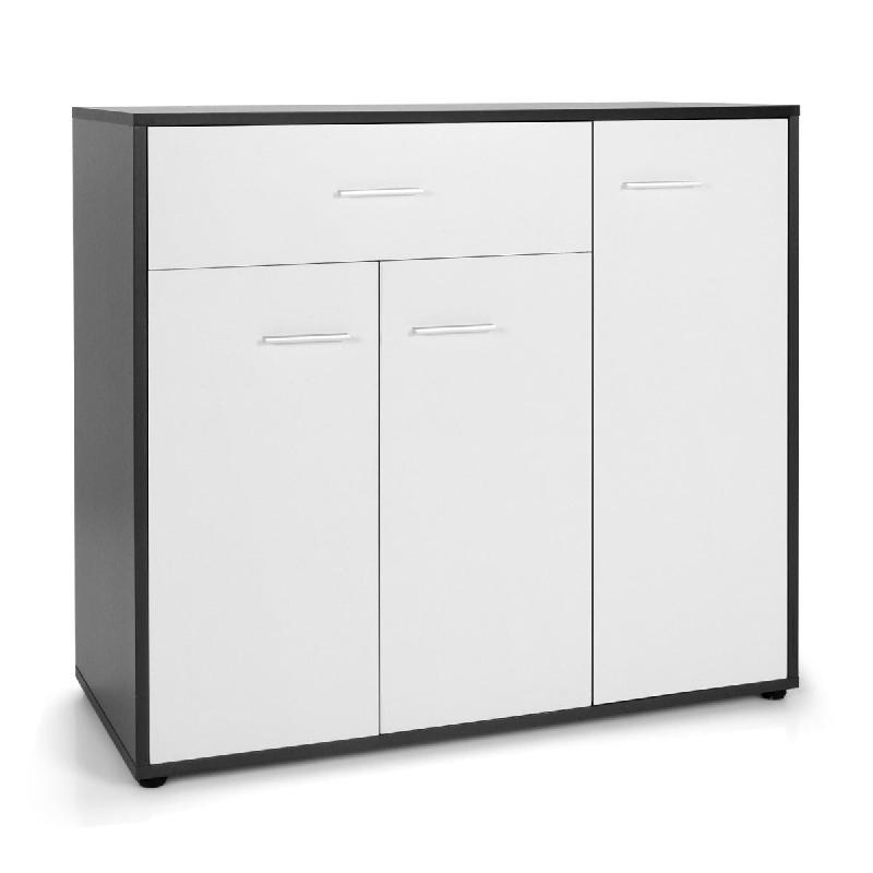 Helloshop26 - Buffet avec étagère réglable 88 x 40 x 80 cm rangement spacieux design moderne en bois d'ingénierie noir et blanc 20_0020153 - noir_0