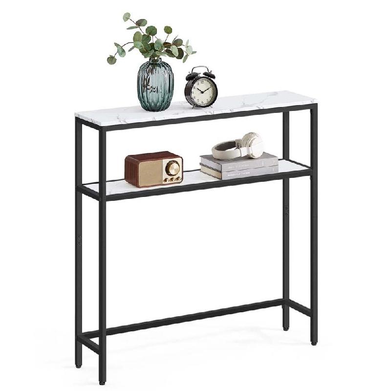 Helloshop26 - Console pour couloir table de salon fine à 2 niveaux 20 x 120 x 80 cm table d'appoint avec 2 étagères pour salon 12_0005227 - acier 3_0