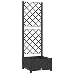 Helloshop26 - Jardinière bac lit surélevé plantes fleurs terrasse jardin avec treillis 40 x 40 x 121,5 cm PP noir 02_0038285 - 3000214206578_0