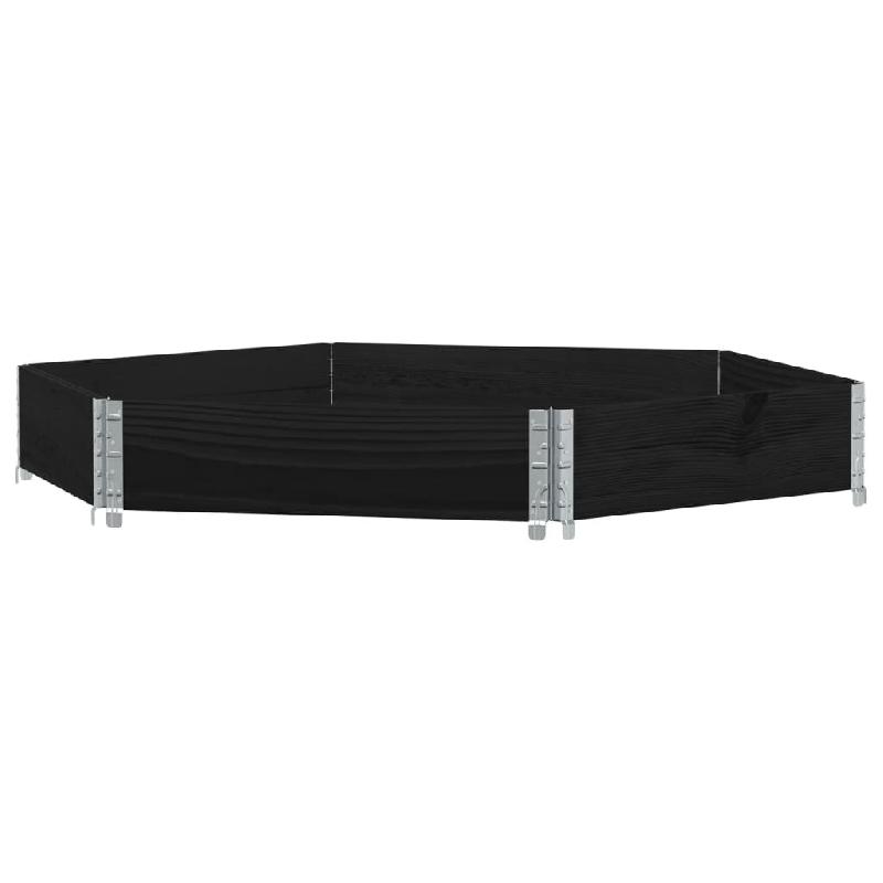 Helloshop26 - Jardinière bac lit surélevé plantes fleurs terrasse jardin hexagonale 160 x 160 cm bois de pin massif noir 02_0039881 - 3000218656379_0