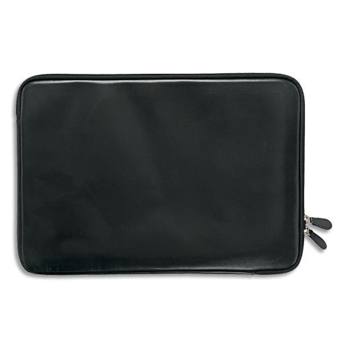 HOUSSE ORDINATEUR QUO VADIS SATINY 35X30X25CM CUIR DE VACHETTE SATIN - POUR ECRAN 15 POUCES - COLORIS NOIR