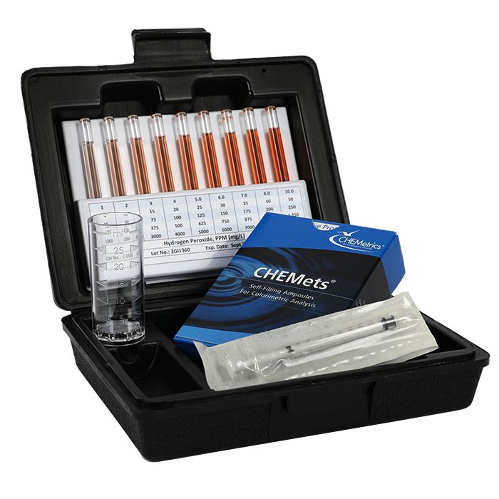 Kit d’analyse visuelle du Peroxyde d'hydrogène, 25-250 ppm Type : HR CHEMets® 30 unités, marque Chemetrics - Ref.: NBB031_0