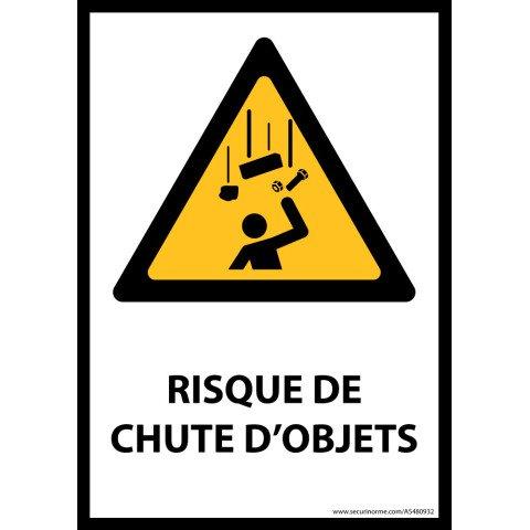 LOT DE 2 - SIGNALÉTIQUE DE DANGER - CHUTE D'OBJETS - W035 - ISO 7010 PVC DOS ADHÉSIF A5