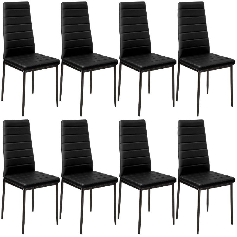 LOT DE 8 CHAISES SIÈGE DE SALON CUISINE SALLE À MANGER DESIGN CARRÉ ÉLÉGANT NOIR 08_0000142_0
