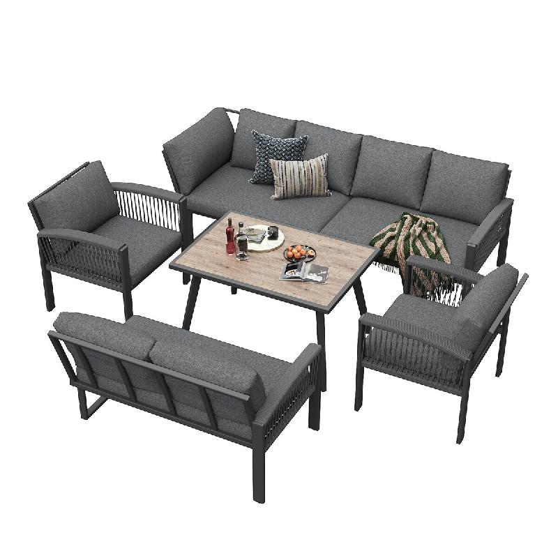 Merax salon de jardin, 8 personnes, réglable, gris - gris multi-matériau HW25016AAG_0