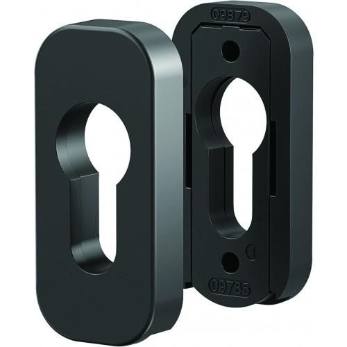 PAIRE DE ROSACES EN ZAMAK CLÉ I FIXATION INVISIBLE POUR BÉQUILLES QUAD - NOIR MAT VACHETTE