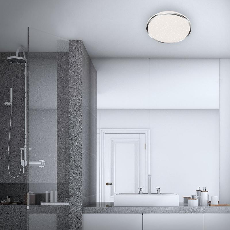 BRILONER PLAFONNIER LED ACORUS, IP44, DÉCOR ÉTOILES, Ø 33 CM