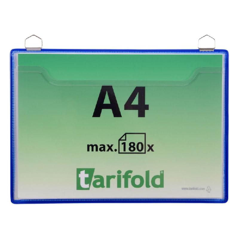 PORTE BROCHURES MURAL TARIFOLD A4 PAYSAGE AVEC 2 ANSES EN PVC RIGIDE -  CADRE BLEU
