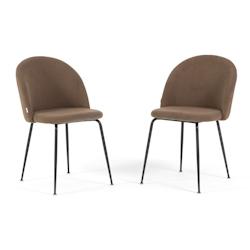 RATTATAN Lot de 2 chaises d’intérieur en velours côtelé avec pieds en métal, rembourrées pour cuisine, salle à manger, restaurant – Sara –_0