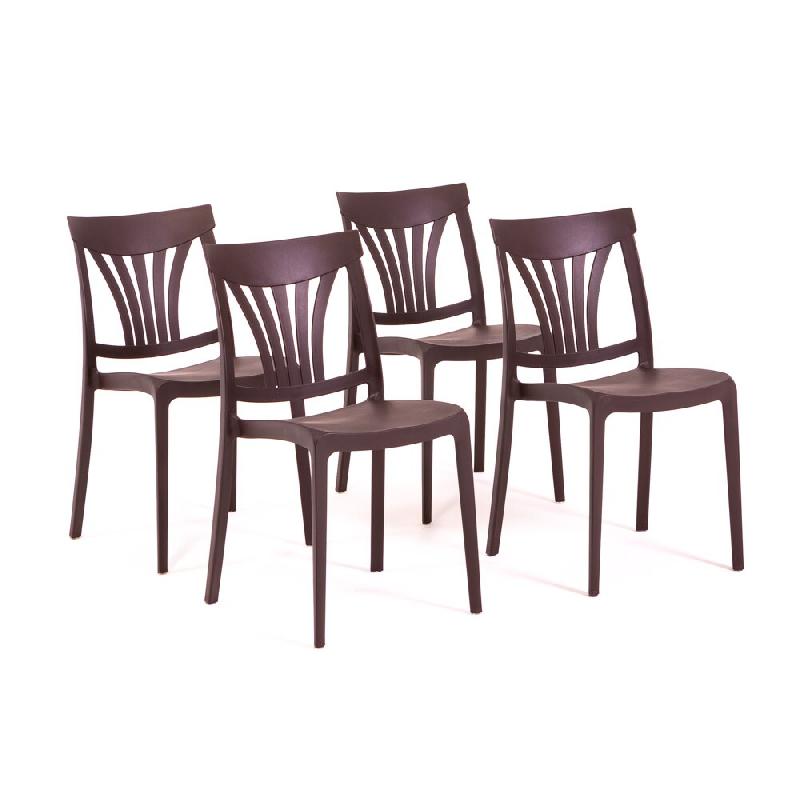 RATTATAN Set 4 Chaises en polypropylène avec fibre de verre empilables pour extérieur et jardin, bar et restaurant, cuisine design moderne - GINA -_0