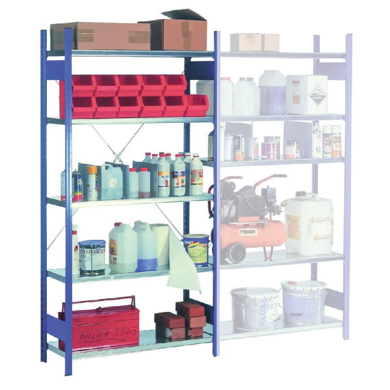 RAYONNAGE ÉVOLUTIF TÔLÉ, ÉLÉMENT DE DÉPART, LARGEUR 97 CM, PROFONDEUR 40 CM