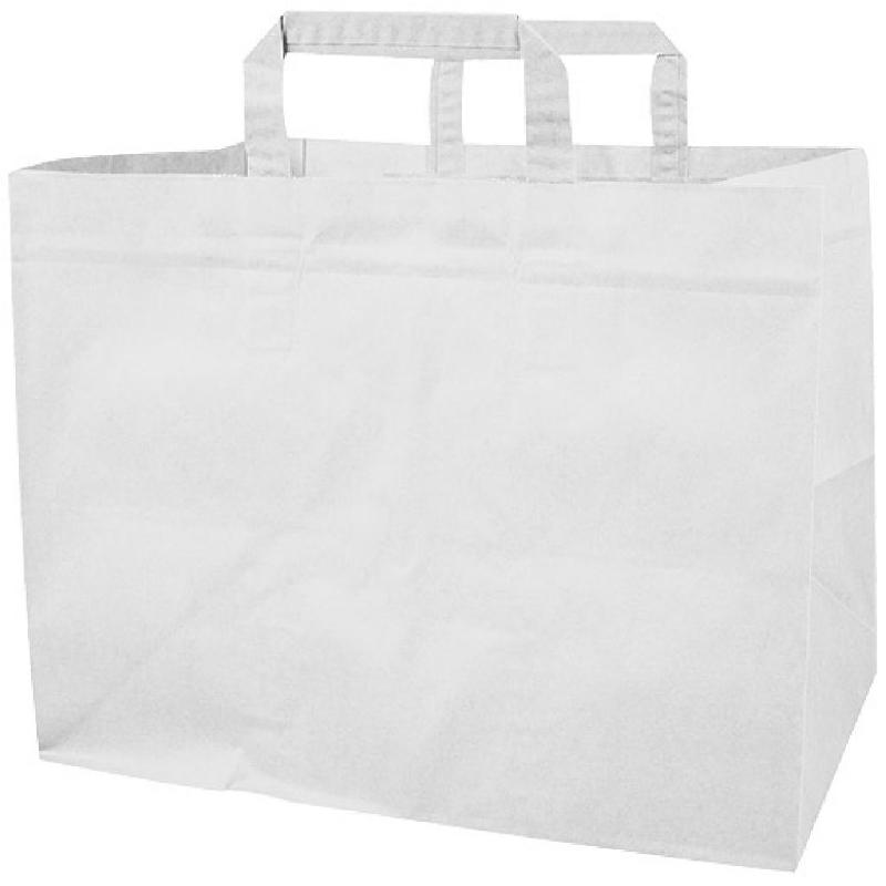 SAC CABAS KRAFT BLANC POIGNÉES PLATES (70G/M²) 32X20X23 CM X 250 FIRPLAST