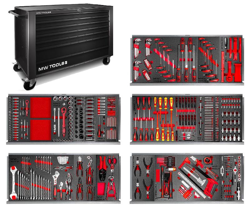 Servante d'atelier complète large, noire XL 514 outils MW Tools MWE512G3B_0