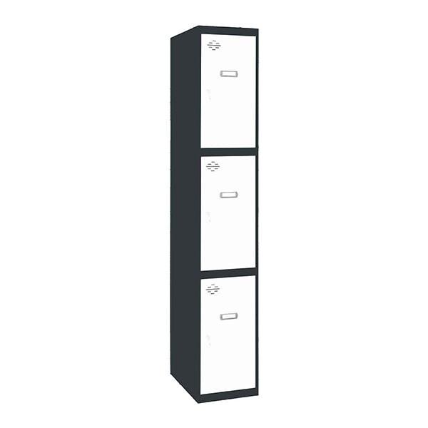 SimonRack Vestiaire Métallique 3 Portes avec Clé, 1800x300x500 mm, Anthracite/Blanc - Simonlocker - noir métal 8425437105883_0