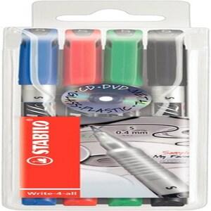 STABILO Etui de 4 marqueurs permanent Write-4-all S Superfin 0,4mm Assortis - 166/4_0