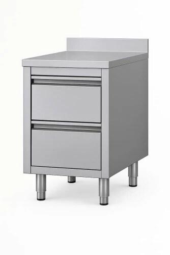 Table de travail en inox a tiroirs avec dosseret profondeur 500 x 600 mm - 3667470000823_0