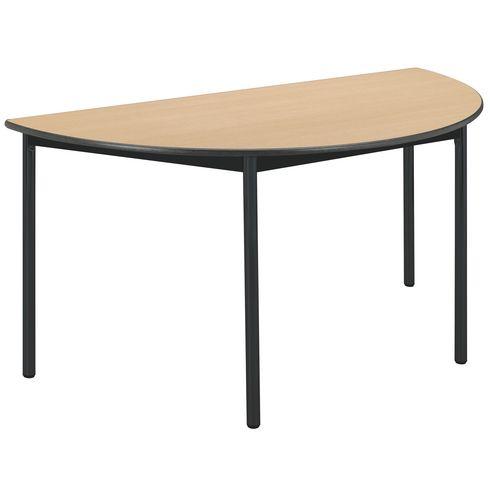 TABLE DE RÉUNION MULTIFORMES CONFORT HÊTRE/NOIR DEMI ROND PIEDS VÉRINS