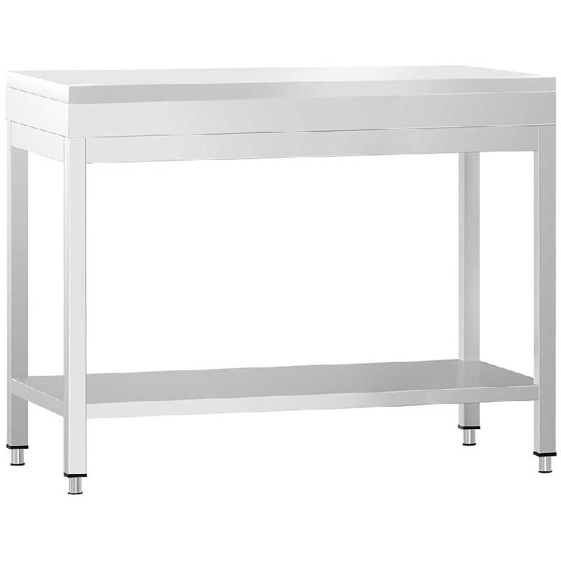Table inox de découpe avec plan blanc - Profondeur 600 mm | Ggm - 800_0